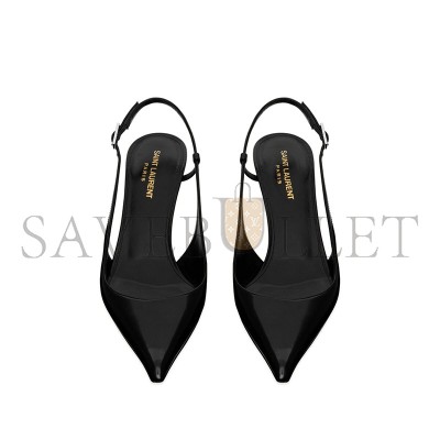 YSL VENDOME SLINGBACK PUMPS IN GLAZED LEATHER 755213AAAZY1000