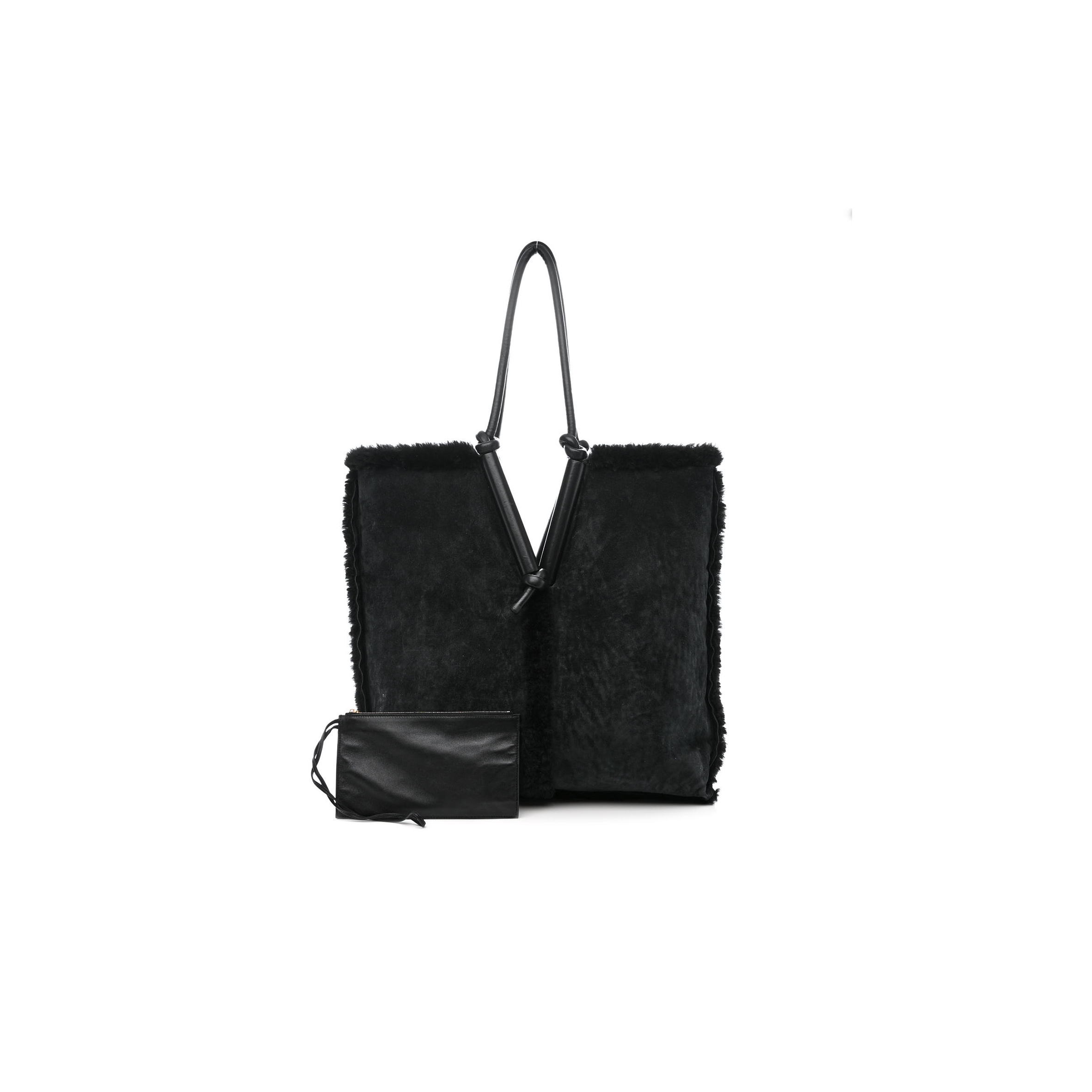 BOTTEGA VENETA SHEARLING REVERSIBLE TOTE BLACK (48*46*12cm) BOTTEGA VENETA SHEARLING REVERSIBLE TOTE BLACK (48*46*12cm)