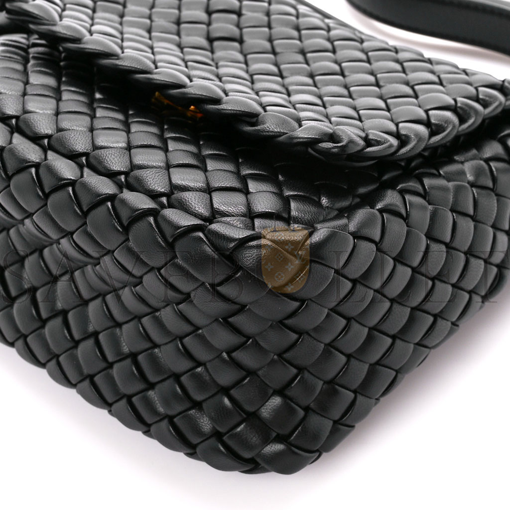 BOTTEGA VENETA NAPPA INTRECCIATO SMALL COBBLE SHOULDER BAG BLACK (27*22*10cm) BOTTEGA VENETA NAPPA INTRECCIATO SMALL COBBLE SHOULDER BAG BLACK (27*22*10cm)