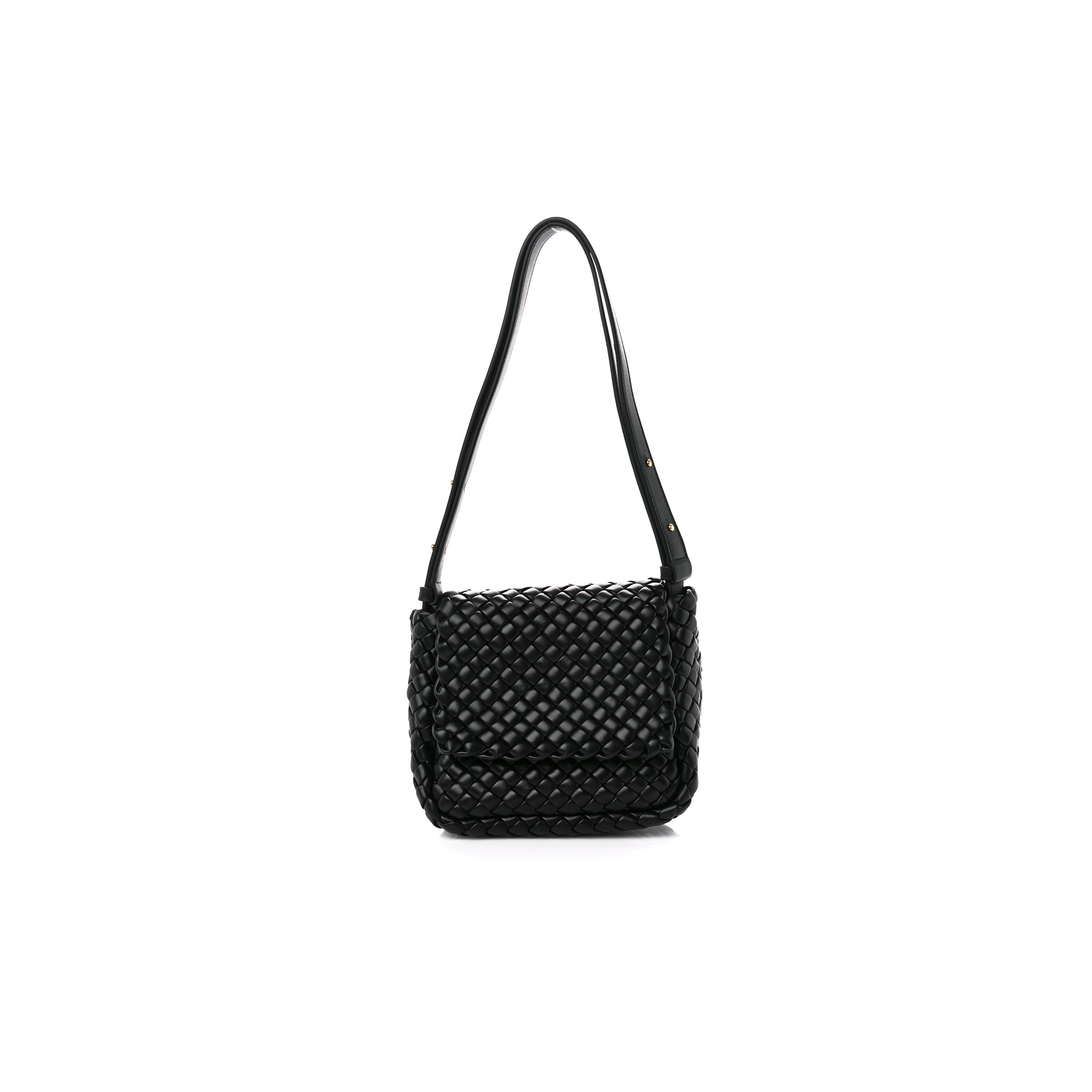 BOTTEGA VENETA NAPPA INTRECCIATO SMALL COBBLE SHOULDER BAG BLACK (27*22*10cm) BOTTEGA VENETA NAPPA INTRECCIATO SMALL COBBLE SHOULDER BAG BLACK (27*22*10cm)