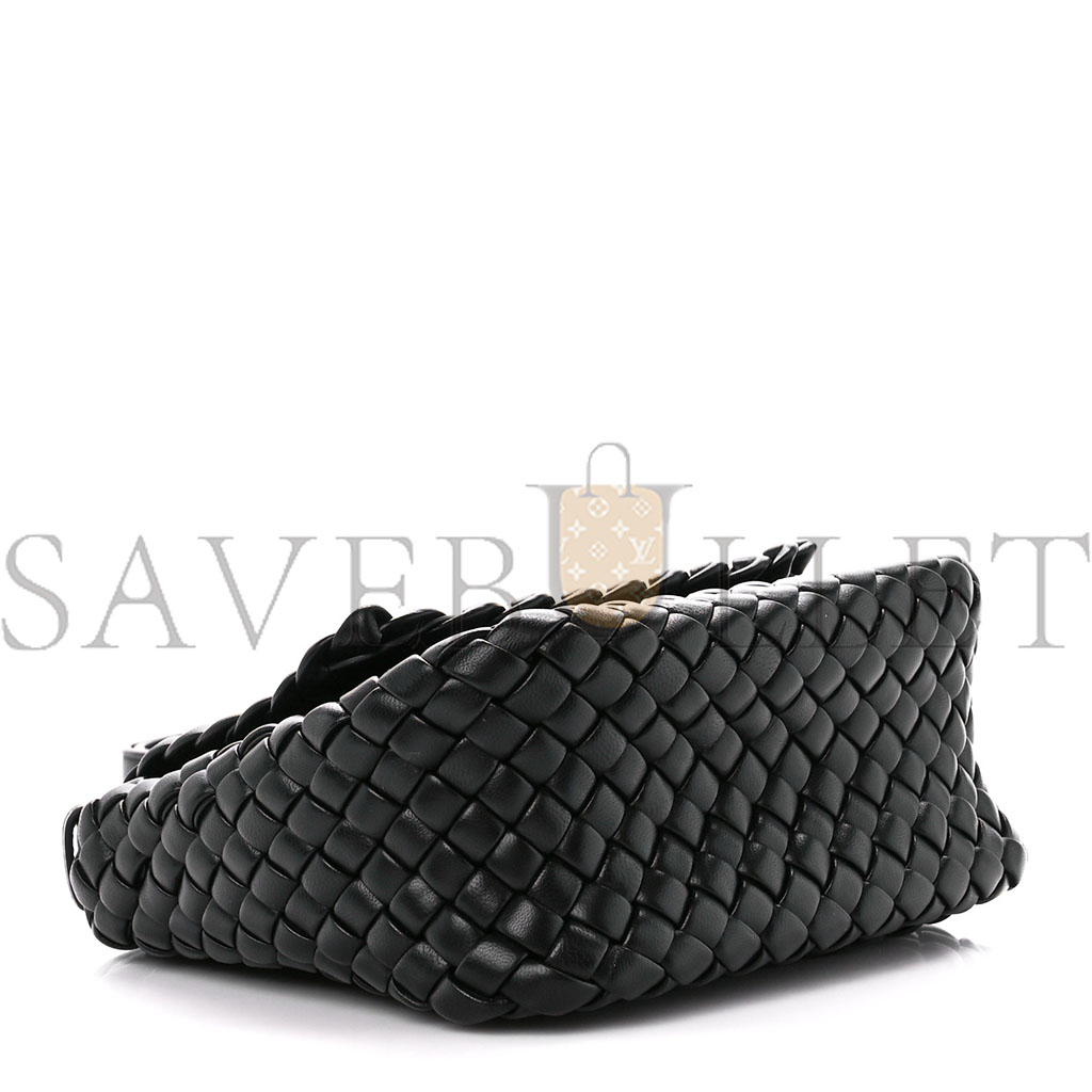 BOTTEGA VENETA NAPPA INTRECCIATO SMALL COBBLE SHOULDER BAG BLACK (27*22*10cm) BOTTEGA VENETA NAPPA INTRECCIATO SMALL COBBLE SHOULDER BAG BLACK (27*22*10cm)