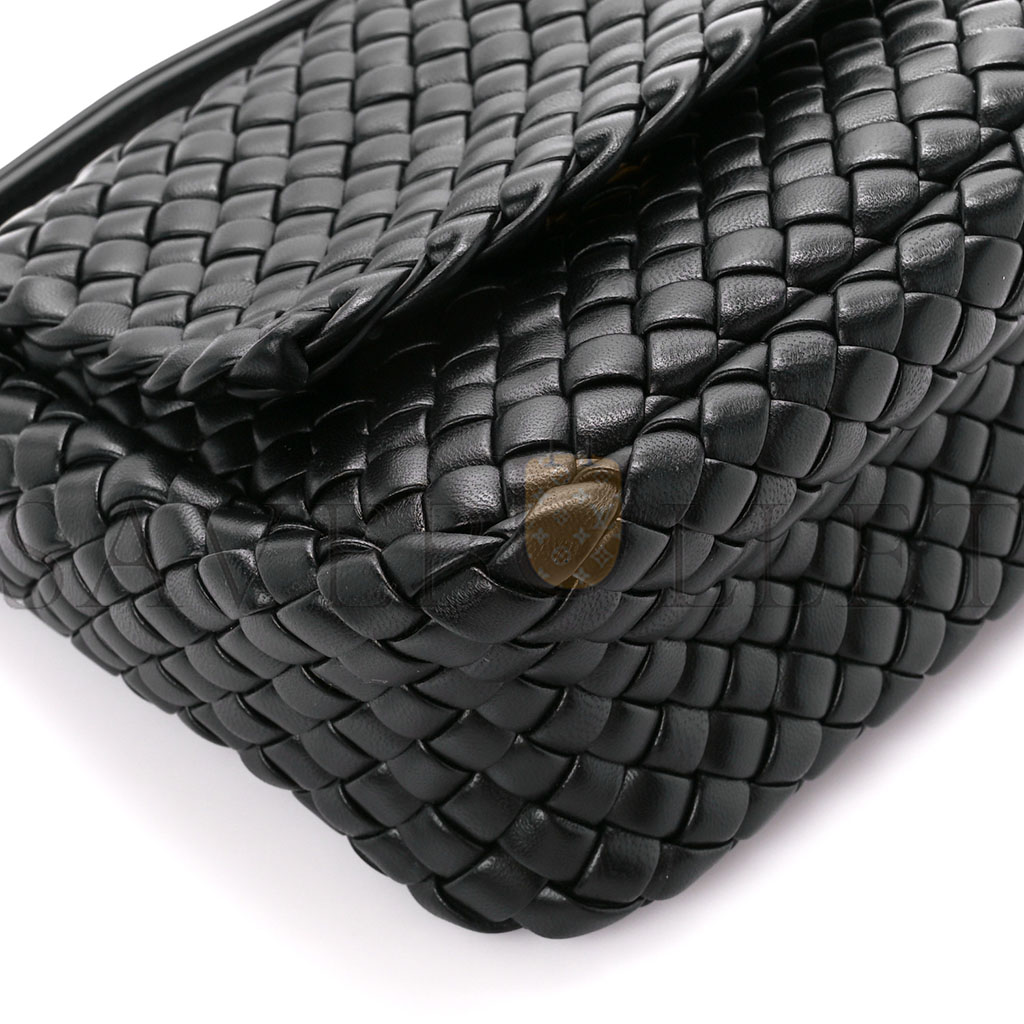 BOTTEGA VENETA NAPPA INTRECCIATO SMALL COBBLE SHOULDER BAG BLACK (27*22*10cm) BOTTEGA VENETA NAPPA INTRECCIATO SMALL COBBLE SHOULDER BAG BLACK (27*22*10cm)