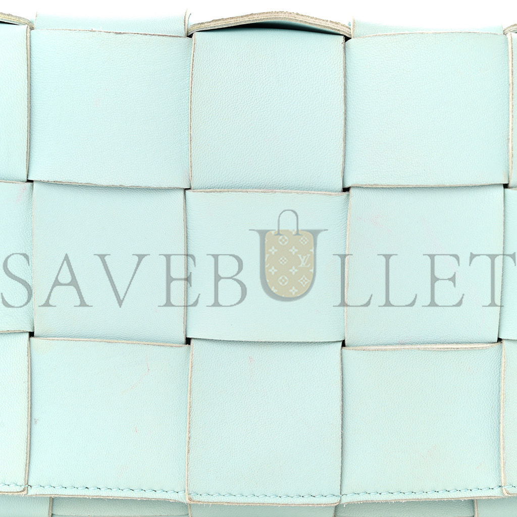 BOTTEGA VENETA NAPPA MAXI INTRECCIO CASSETTE BAG TEAL WASHED  (23*15*5.5cm)