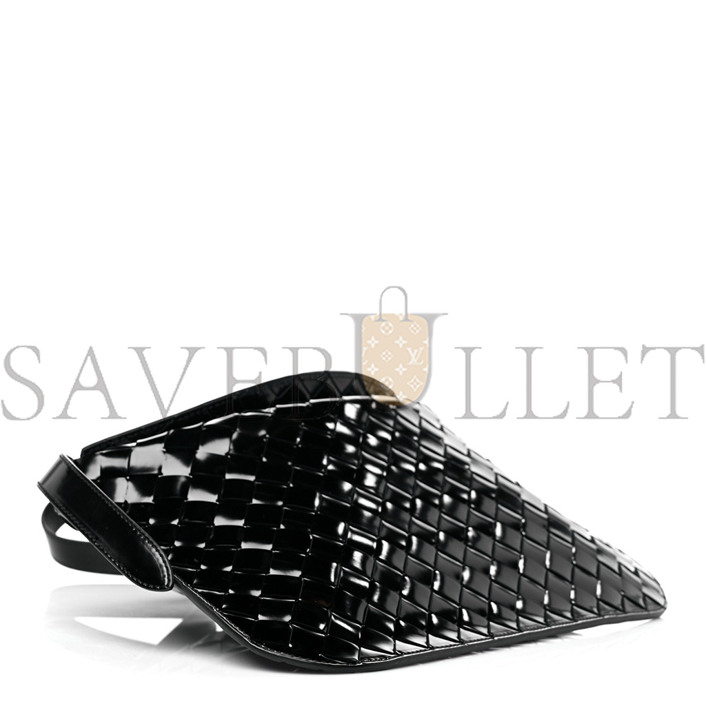 BOTTEGA VENETA PATENT INTRECCIATO SHOULDER BAG BLACK (32*21cm) BOTTEGA VENETA PATENT INTRECCIATO SHOULDER BAG BLACK (32*21cm)