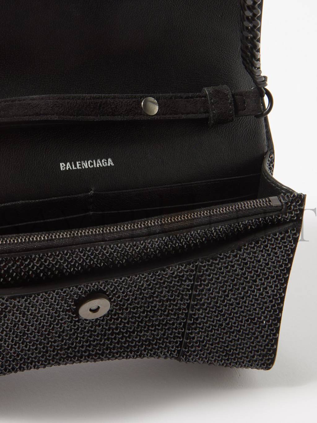 BALENCIAGA BLACK HOURGLASS CRYSTAL-EMBELLISHED CROSS-BODY BAG MATCHESFASHION US (20*11.3*6cm)