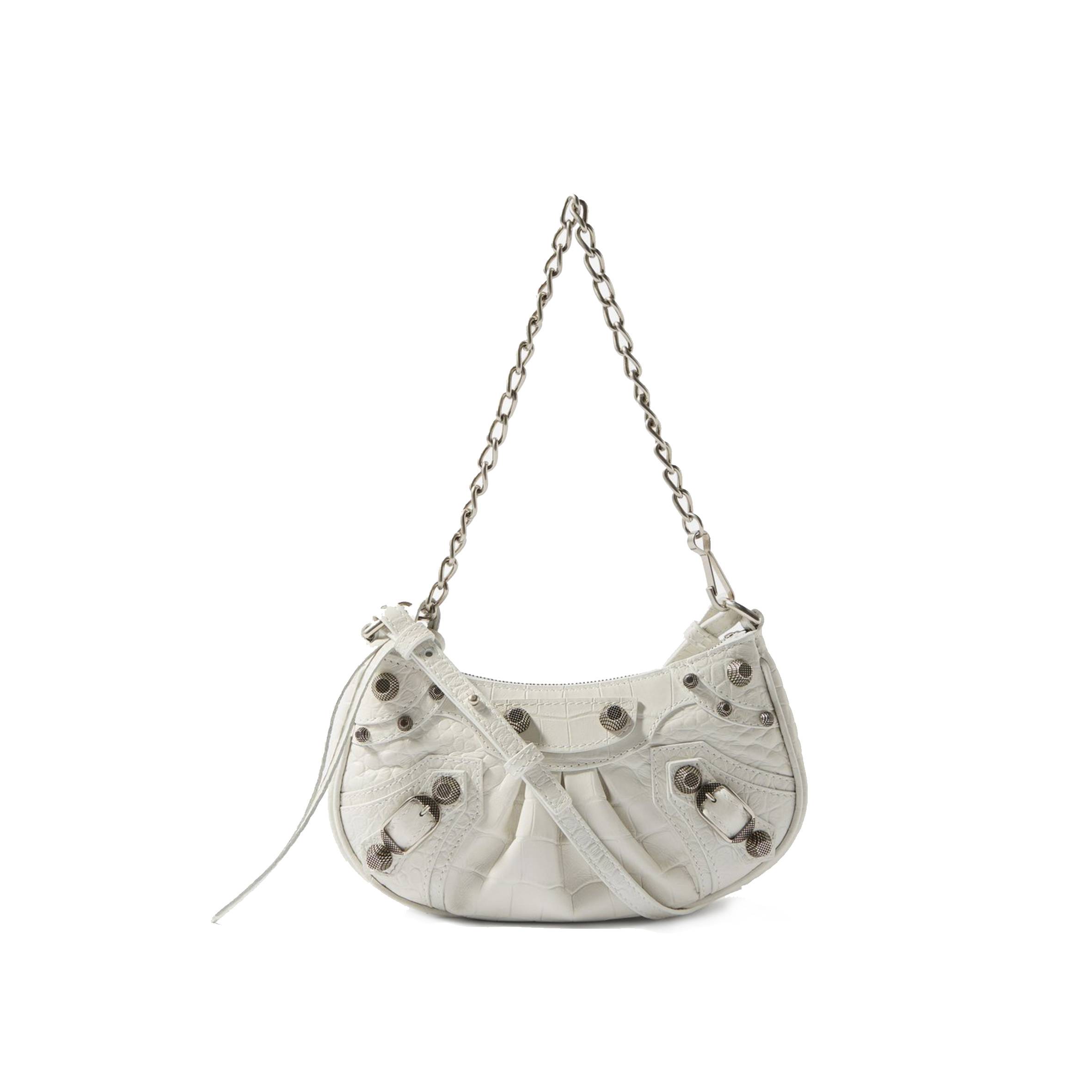 BALENCIAGA WHITE LE CAGOLE XS STUDDED LEATHER SHOULDER BAG  MATCHESFASHION US (25.6*11.4*7.3cm)