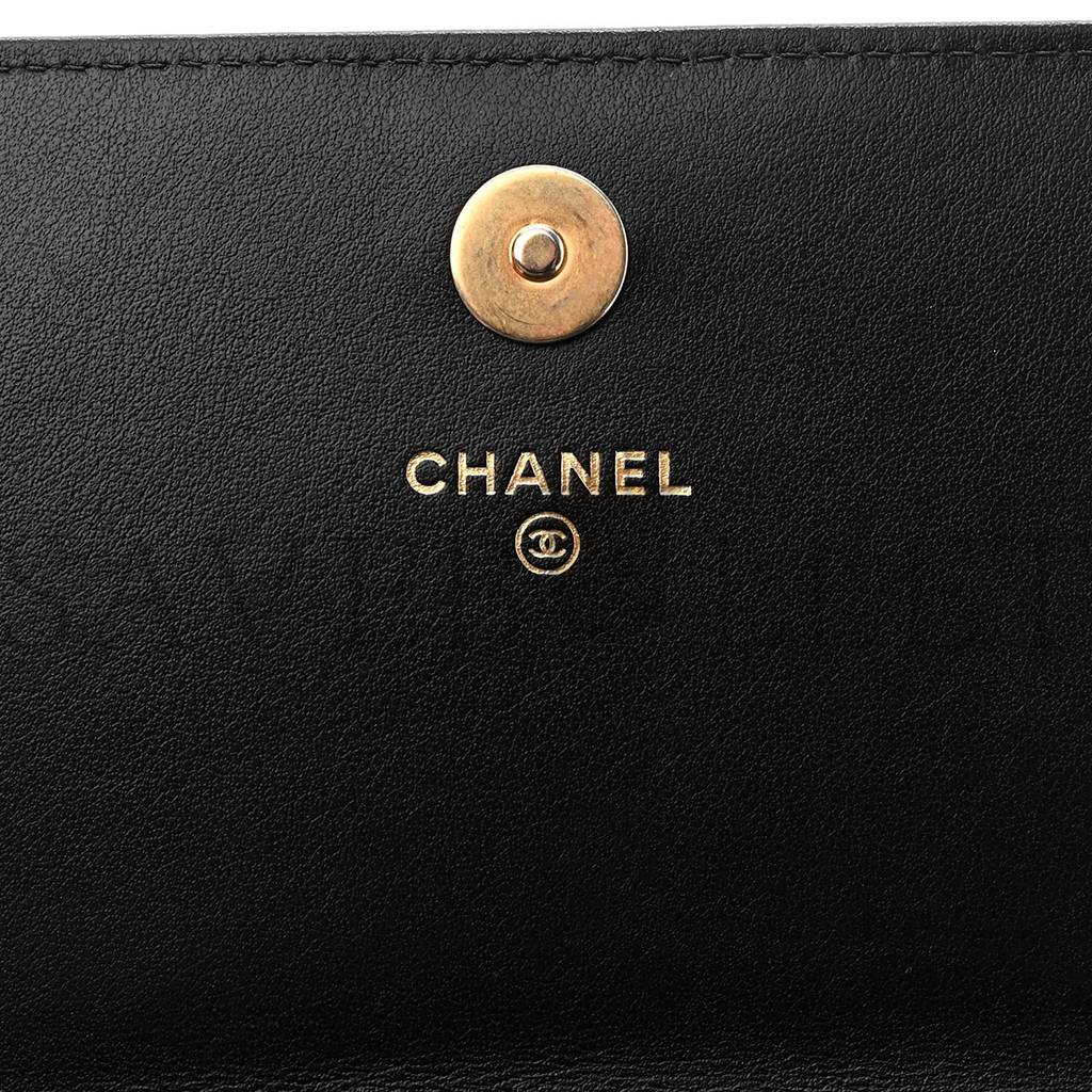 CHANEL CAVIAR QUILTED BOY WALLET ON CHAIN WOC BLACK GOLD HARDWARE (19*13*5cm)