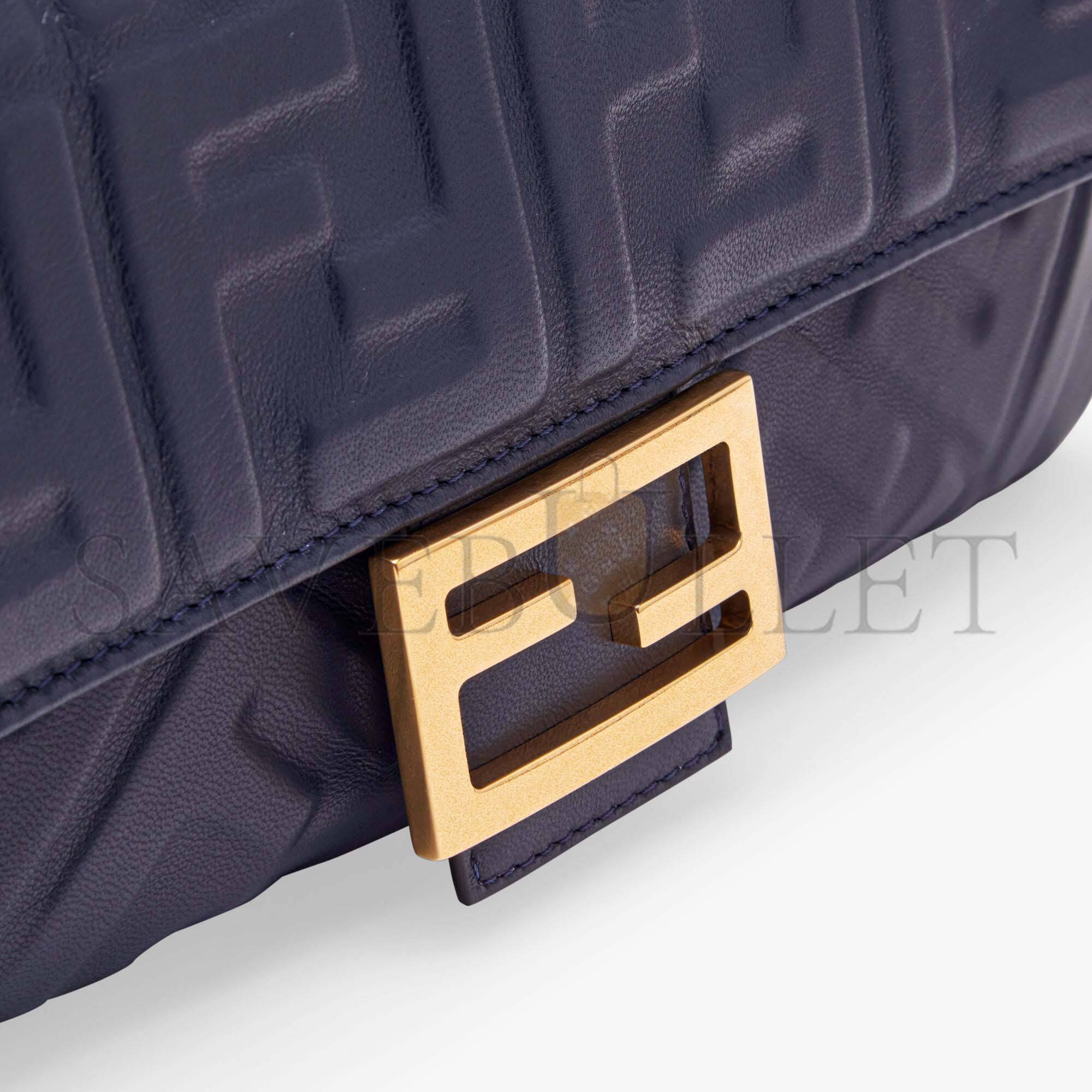 FENDI BAGUETTE - BLUE NAPPA LEATHER BAG 8BR600A72VF19PO (27*15*6cm)