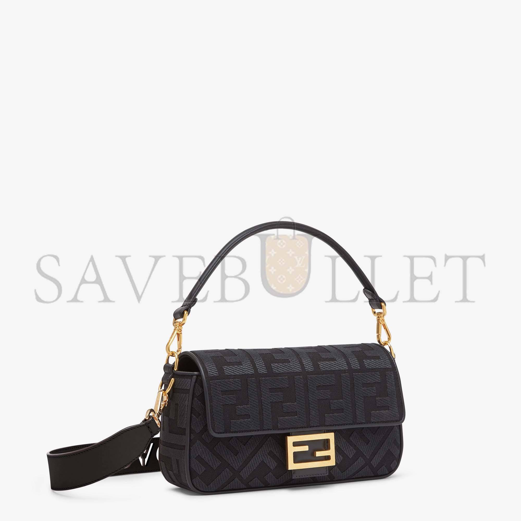 FENDI BAGUETTE - BLACK FF CANVAS BAG 8BR600AMCDF1CFJ (27*15*6cm)