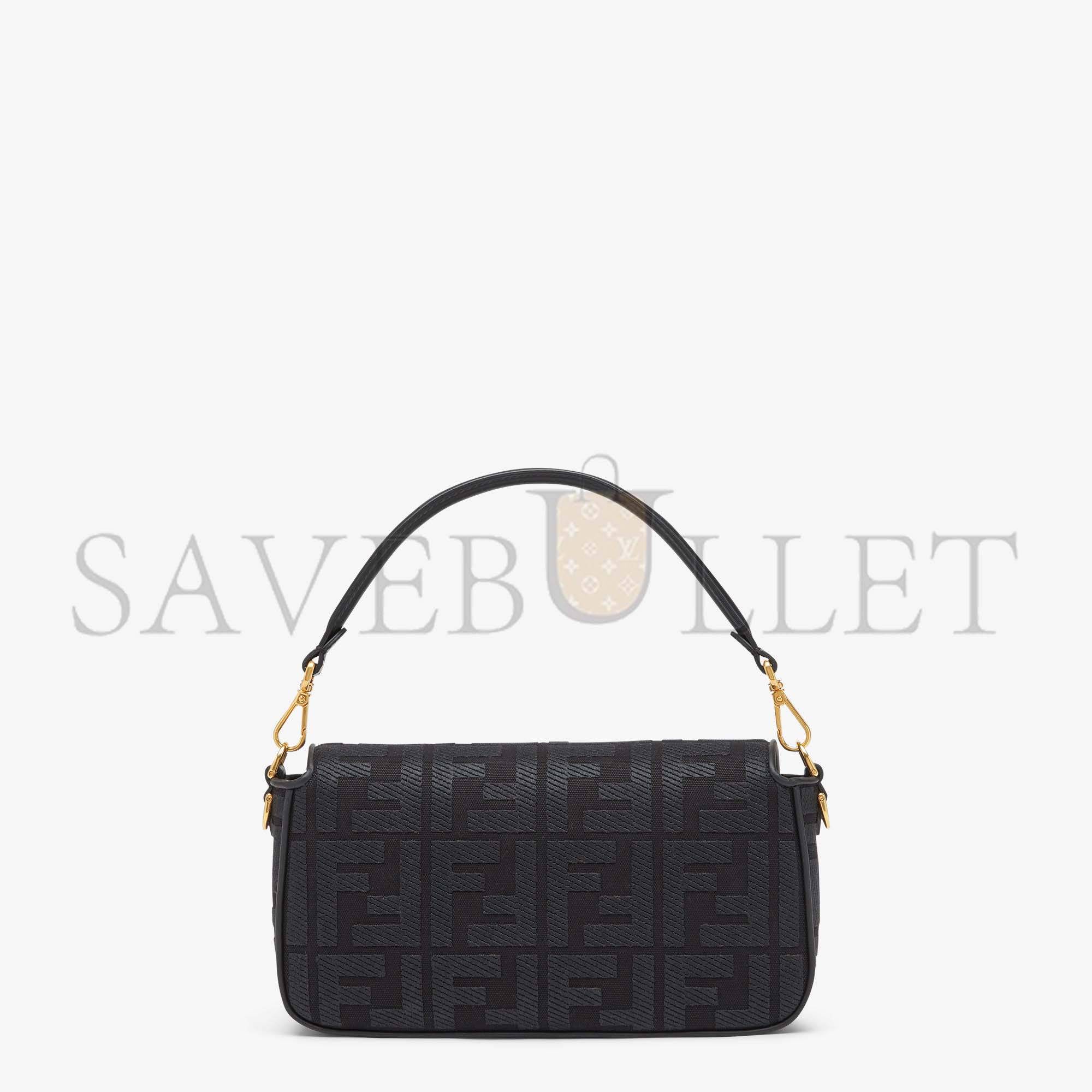 FENDI BAGUETTE - BLACK FF CANVAS BAG 8BR600AMCDF1CFJ (27*15*6cm)