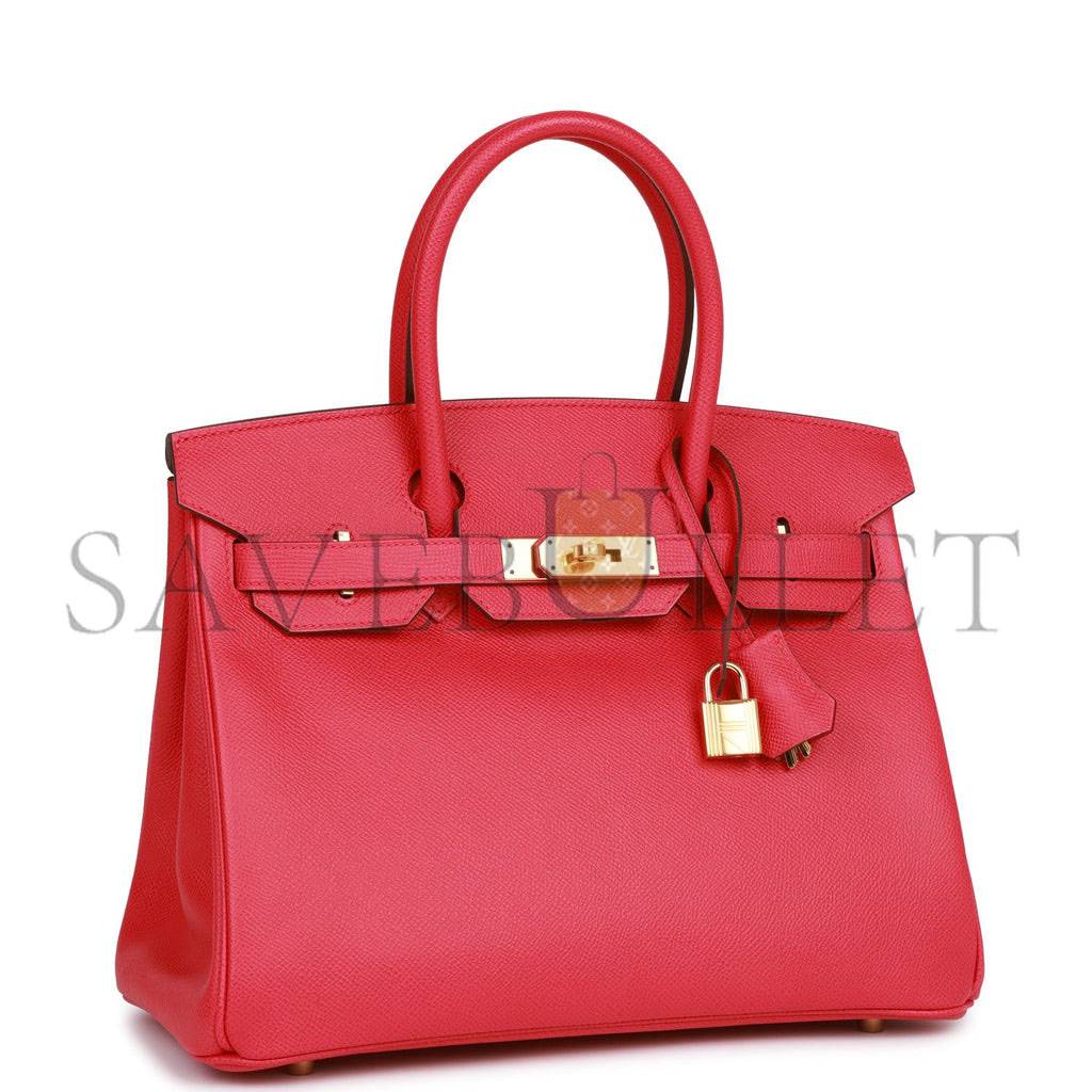 HERMES BIRKIN 30 ROSE EXTREME EPSOM GOLD HARDWARE (30cm)