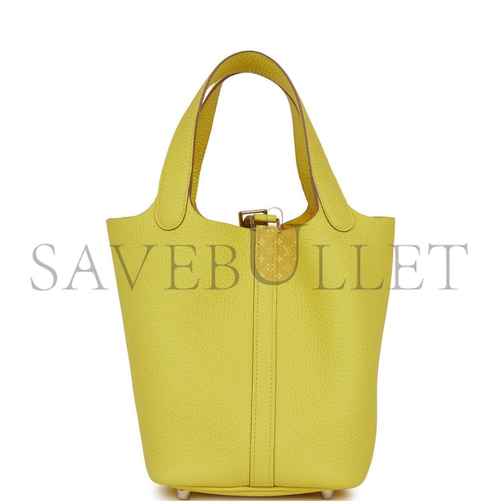 HERMES PICOTIN LOCK 18 LIME CLEMENCE PALLADIUM HARDWARE (18*13*18cm)