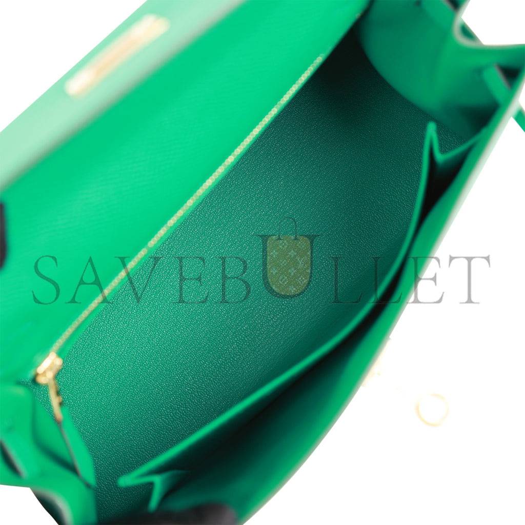 HERMES KELLY SELLIER 25 VERT JADE EPSOM GOLD HARDWARE HANDMADE  (25*17*7cm)