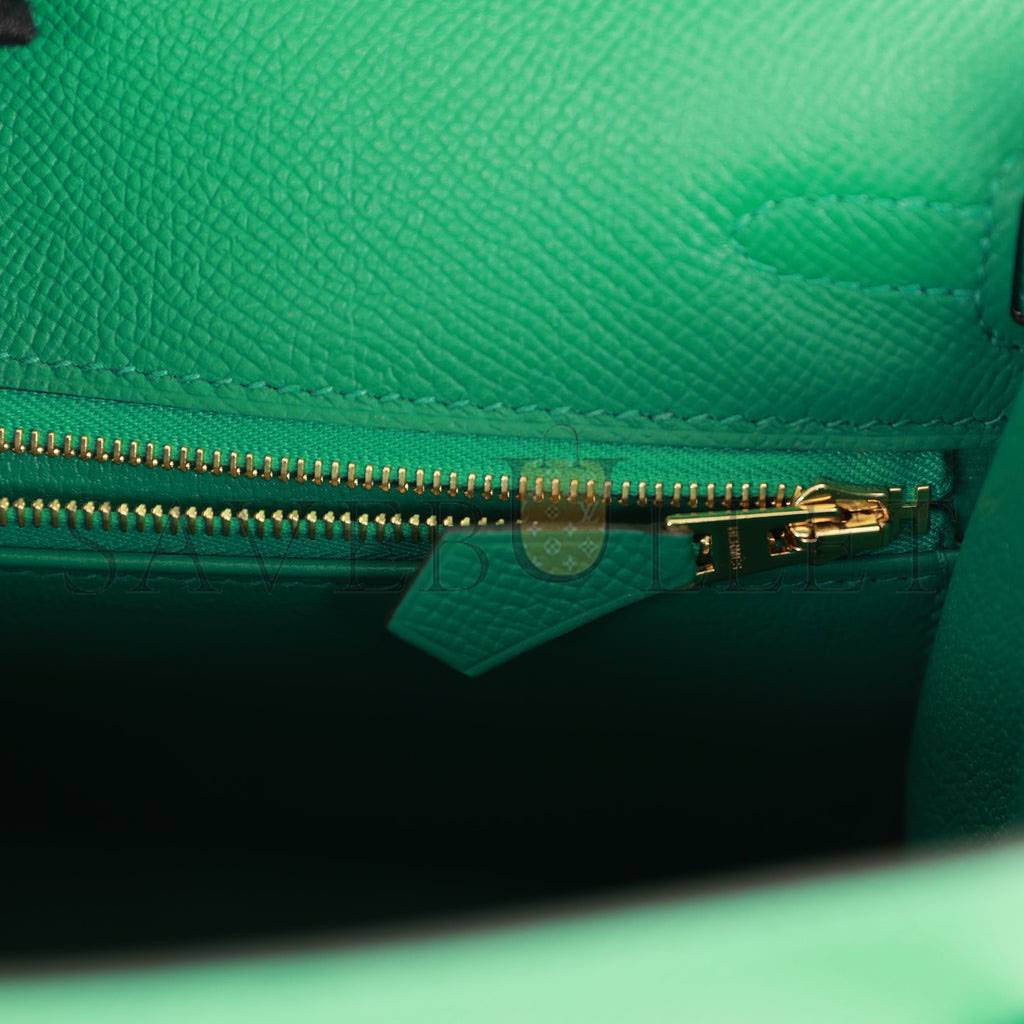 HERMES KELLY SELLIER 25 VERT VERTIGO EPSOM GOLD HARDWARE HANDMADE  (25*17*7cm)