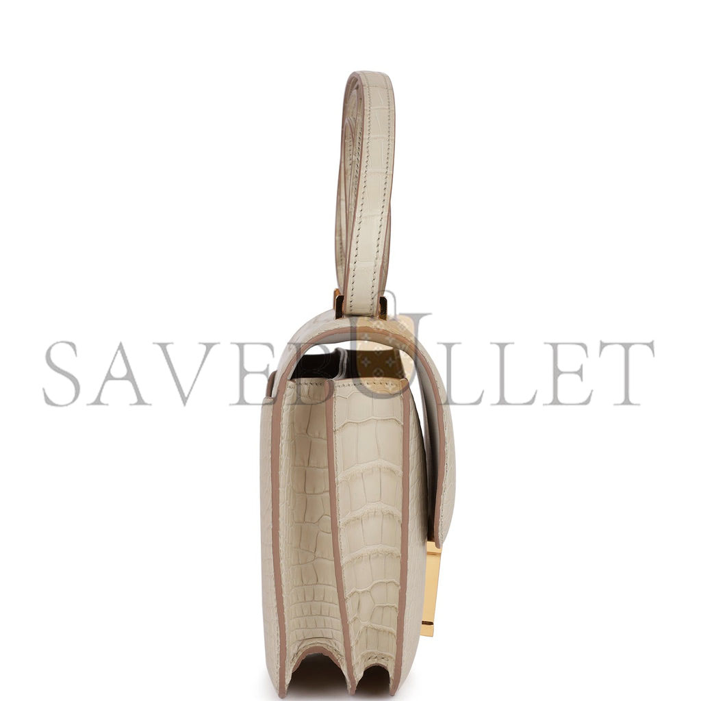 HERMES CONSTANCE 18 BETON MATTE ALLIGATOR GOLD HARDWARE (18cm)