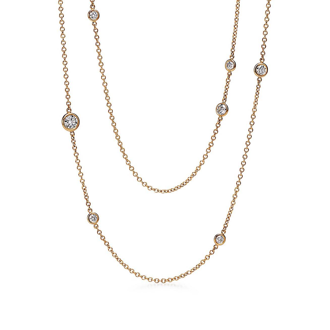 TIFFANY  ELSA PERETTI® DIAMONDS BY THE YARD® SPRINKLE NECKLACE IN YELLOW GOLD WITH DIAMONDS