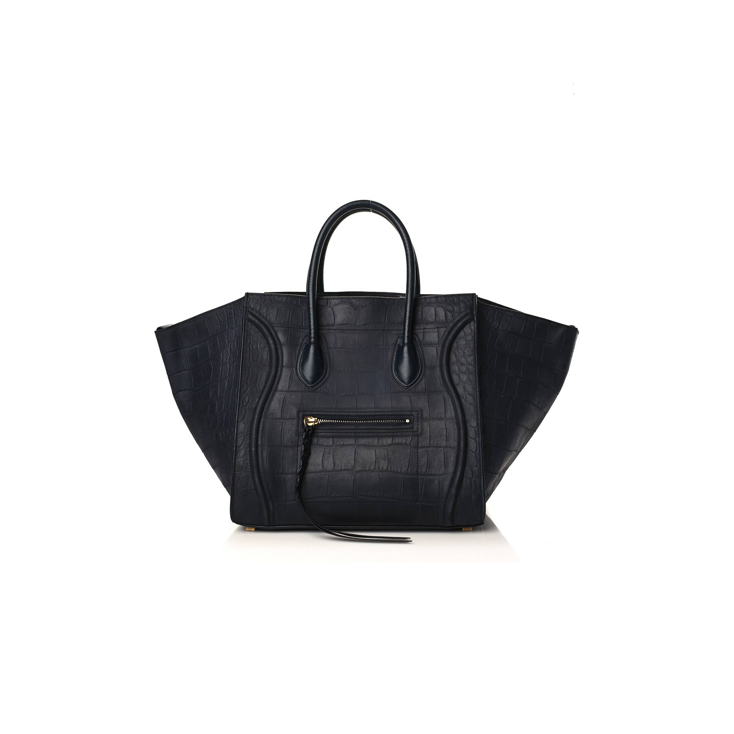 CELINE CROCODILE EMBOSSED CALFSKIN MEDIUM PHANTOM LUGGAGE NAVY BLUE (30*27*24cm)