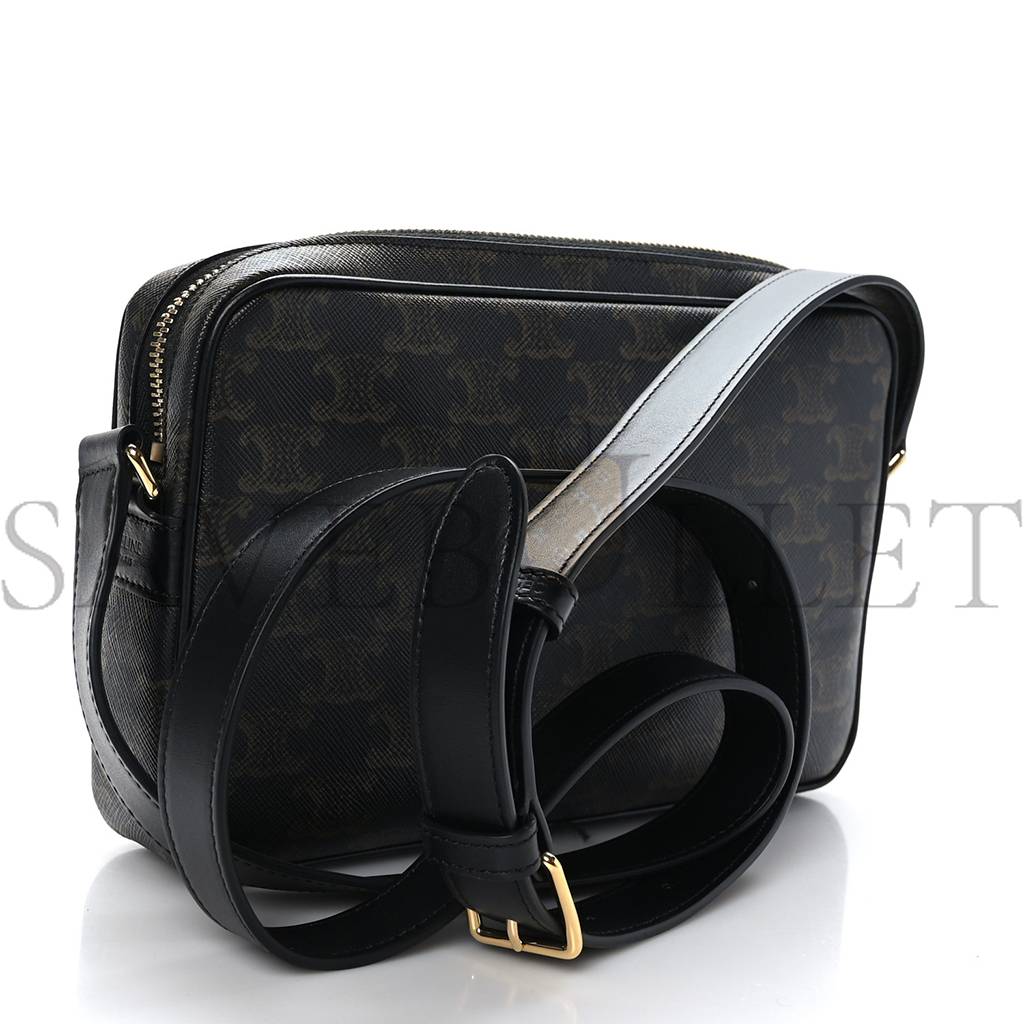 CELINE TRIOMPHE CANVAS MEDIUM MESSENGER BAG BLACK (23*15*4cm)