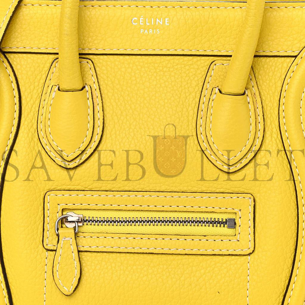 CELINE DRUMMED CALFSKIN NANO LUGGAGE CITRON (20*20*10cm)