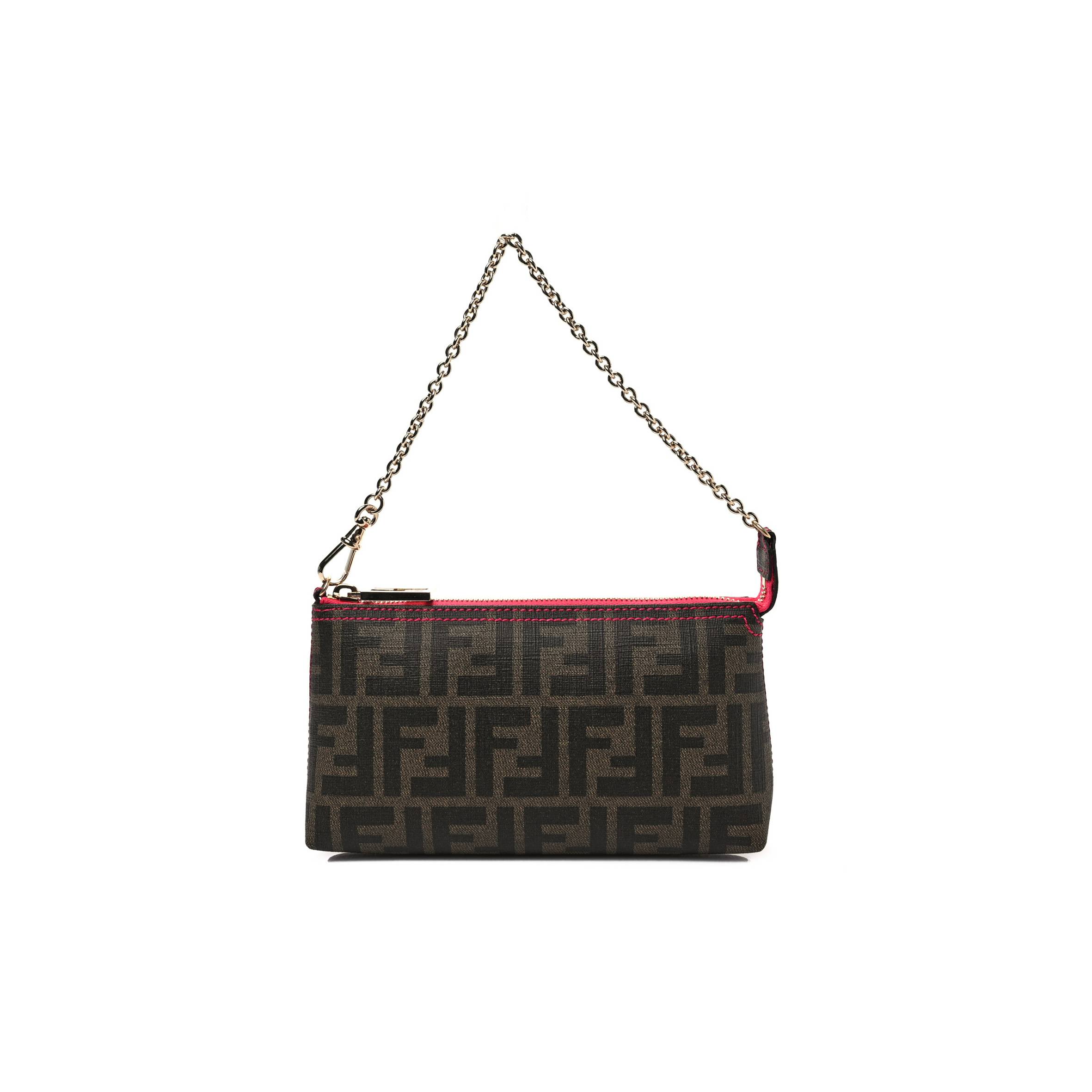 FENDI ZUCCA SPALMATI POCHETTE TOBACCO FRAGOLA (21*11*4cm)