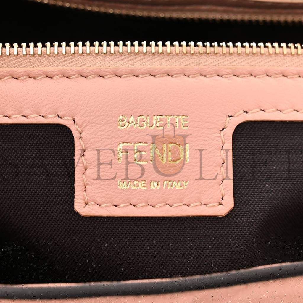 FENDI NAPPA FF 1974 EMBOSSED BAGUETTE ROSA BOURBON (27*15*6cm)