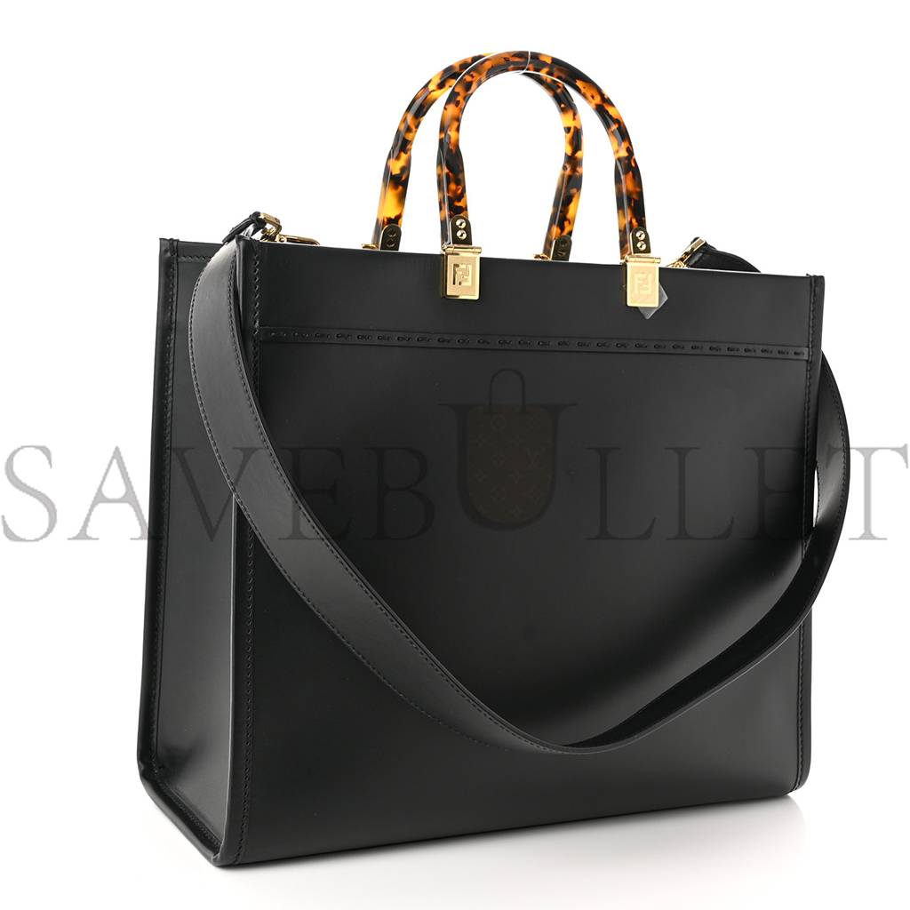 FENDI VITELLO KING PLEXIGLASS MEDIUM FENDI SUNSHINE SHOPPER TOTE BLACK (14*12*6cm)